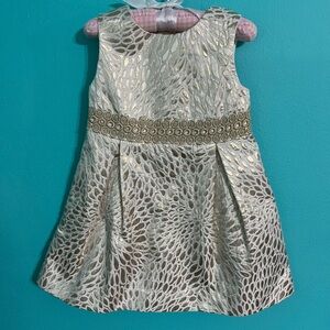 NWT Lilly Pulitzer Girls Abrianna Lagoon Jacquard Metallic Dress Size 3
